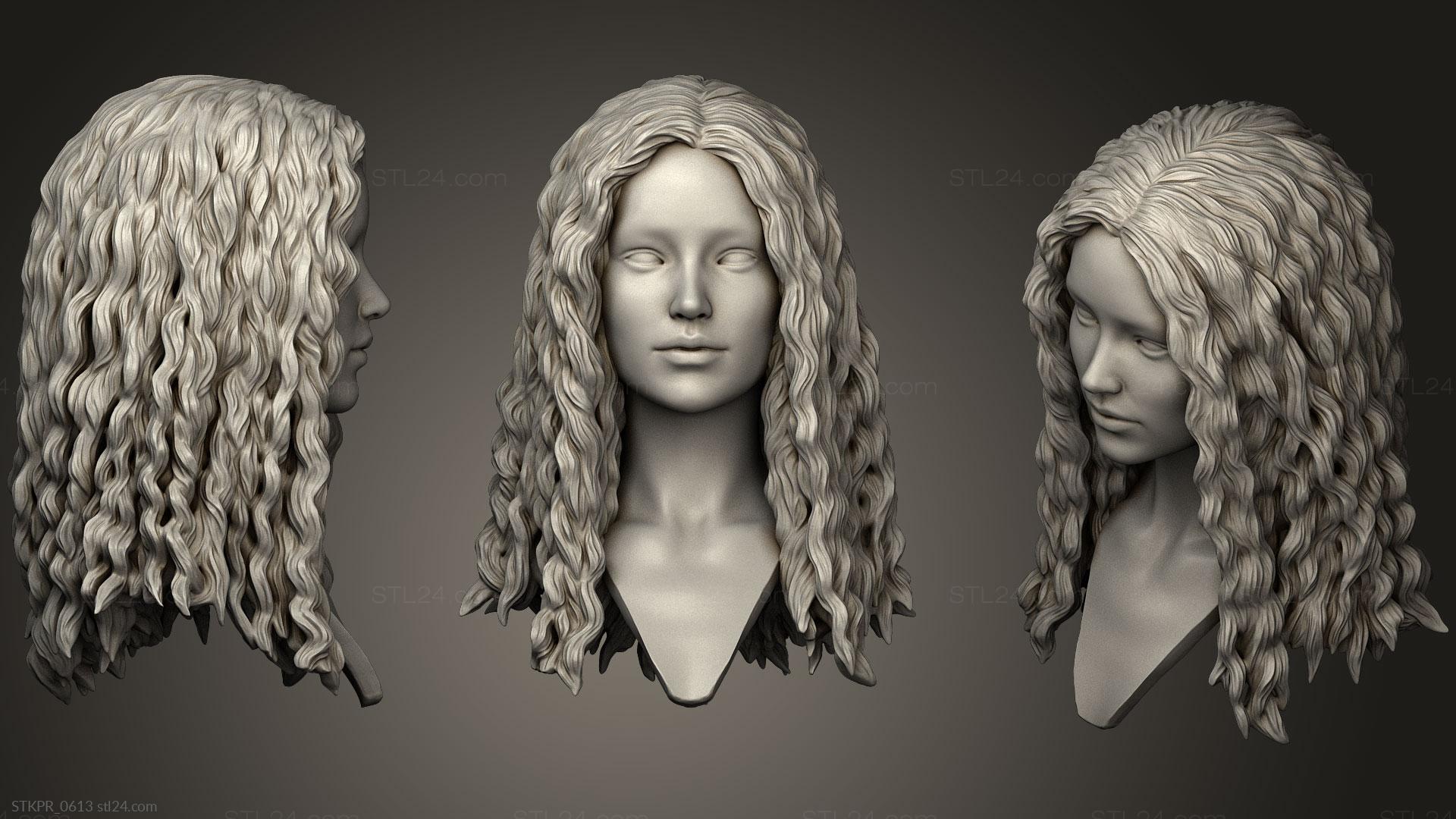Figurines simple - Hair 10, STKPR_0613. 3D stl model for CNC